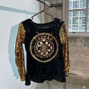 Vintage Cache Sequin Jaguar Crewneck